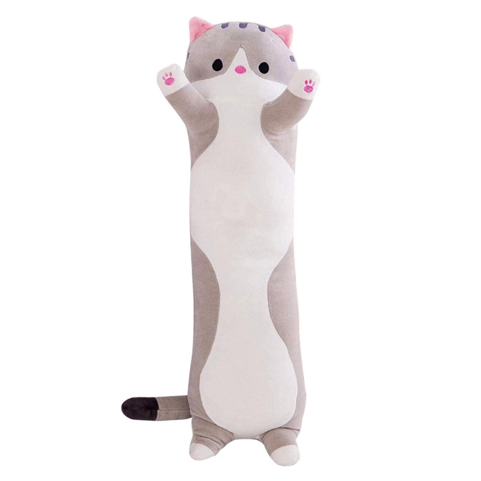 Peluche chat long aux petites pattes 70cm / Gris