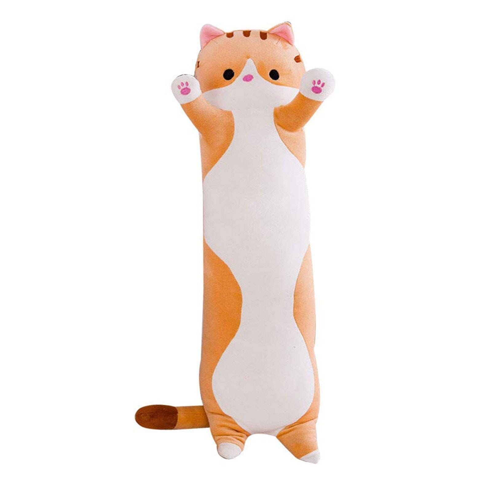 Peluche chat long aux petites pattes 90cm / Orange