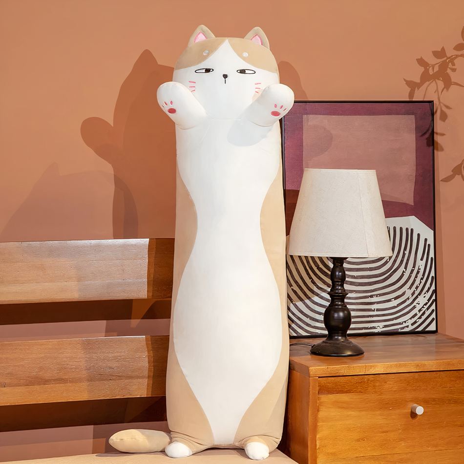 Peluche chat long doux câlin pour moments réconfortants marron La compagnie de la peluche