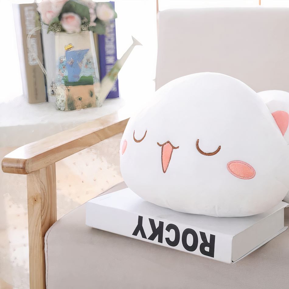 Peluche chat mignon langue dehors douce enfant jeu blanc La compagnie de la peluche