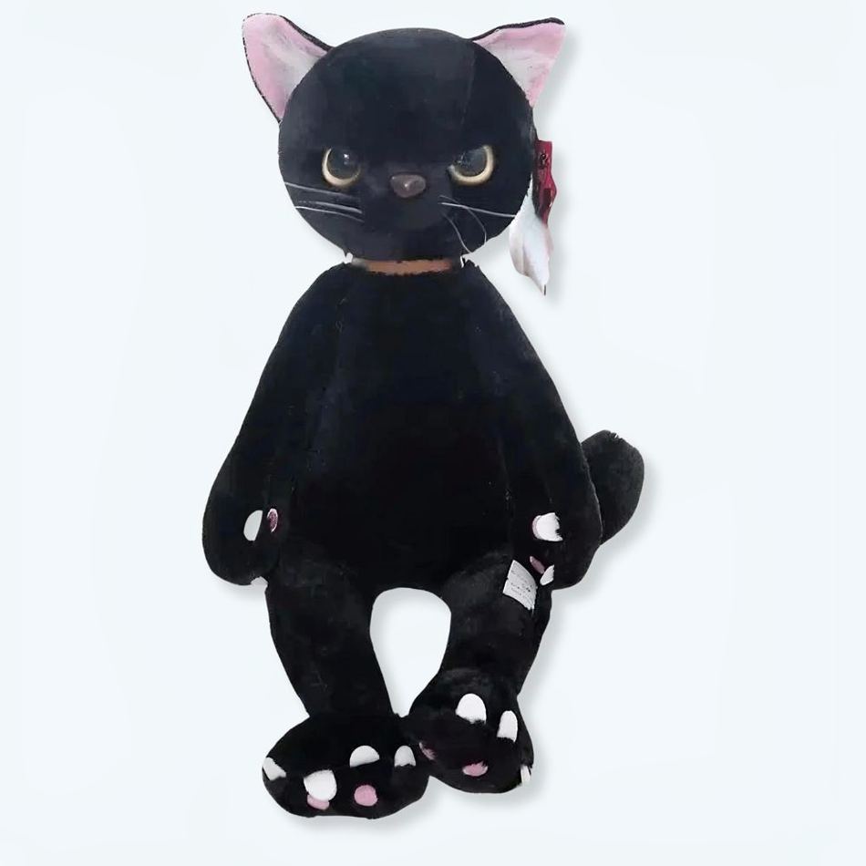 Peluche chat noir assis mécontent doux et câlin 40cm La compagnie de la peluche