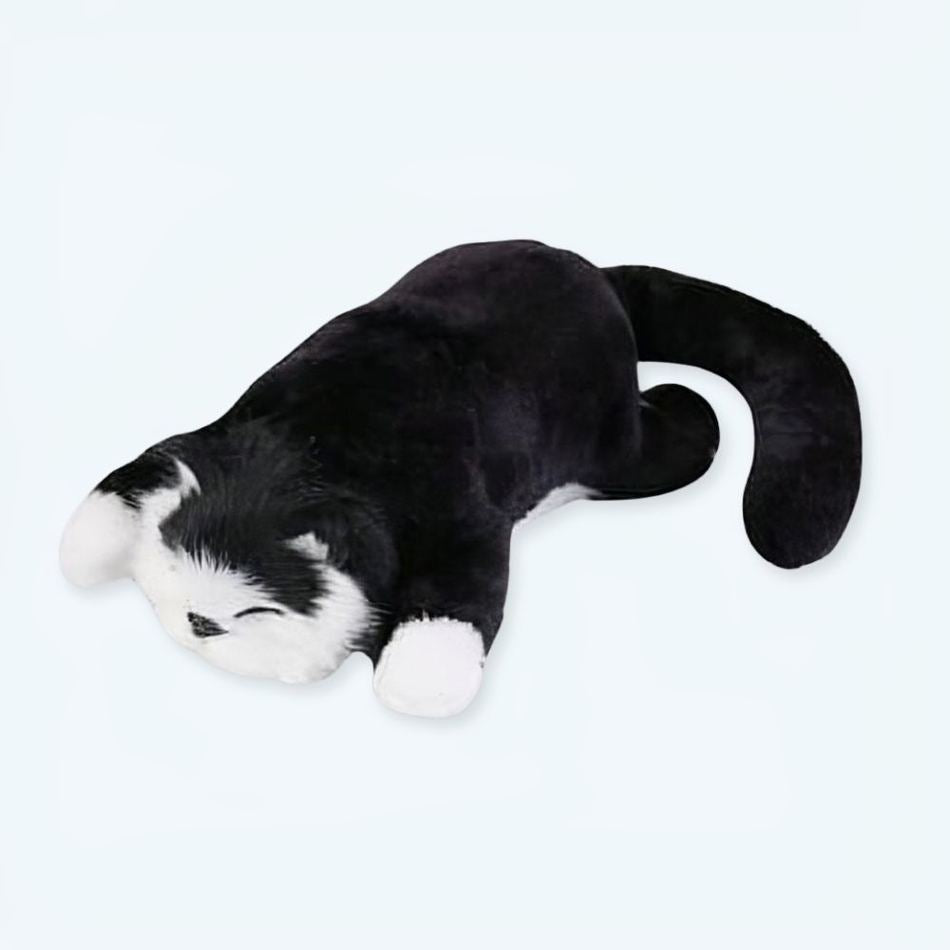 Peluche chat noir doux endormi pour nuit paisible La compagnie de la peluche