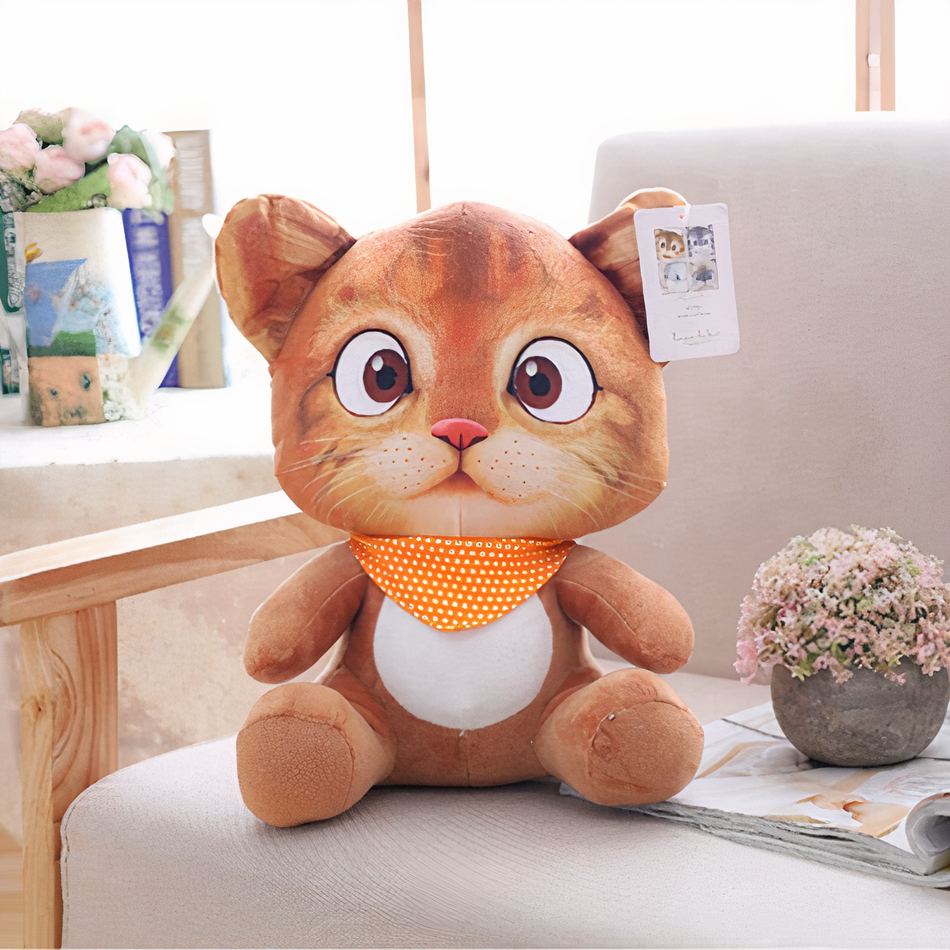 Peluche chat orange mignon doux pour enfant câlin La compagnie de la peluche