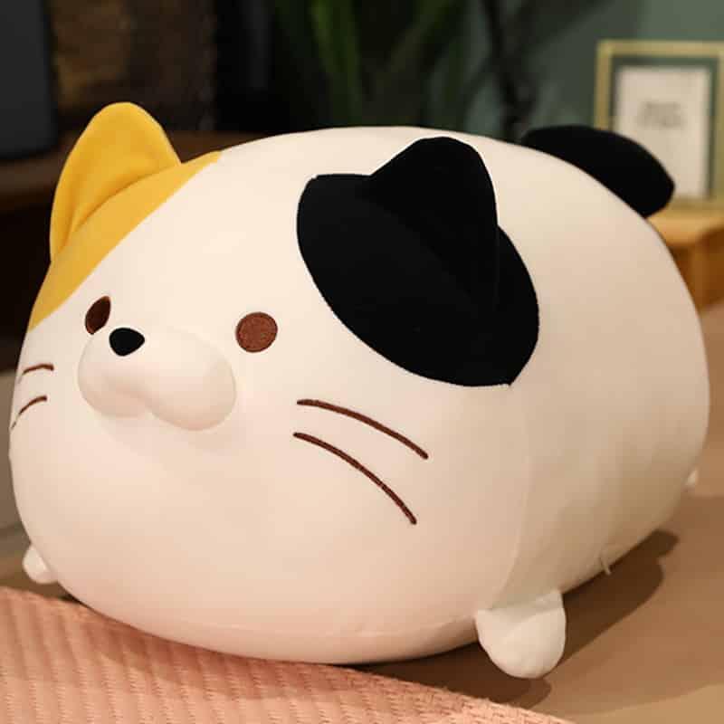 Peluche chat oreiller doux cocooning chambre enfant blanc / 50cm La compagnie de la peluche