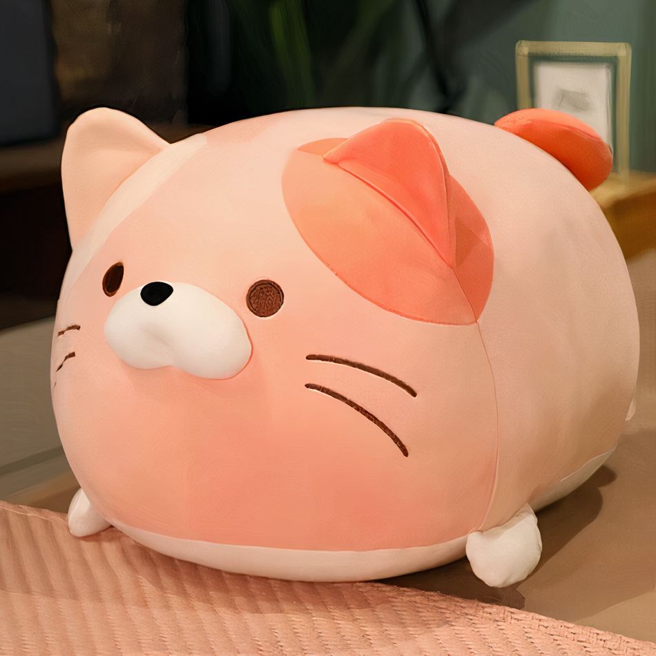 Peluche chat oreiller doux cocooning chambre enfant rose / 50cm La compagnie de la peluche
