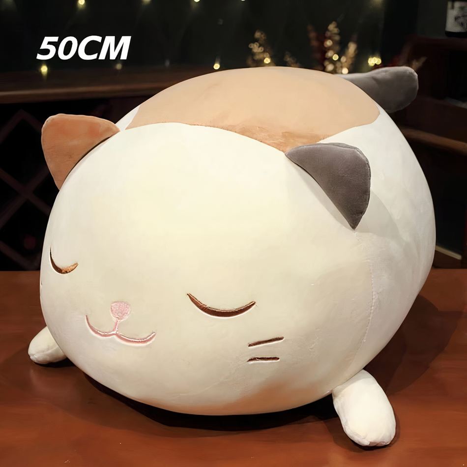 Peluche chat oreiller doux enfant confort câlin nuit La compagnie de la peluche