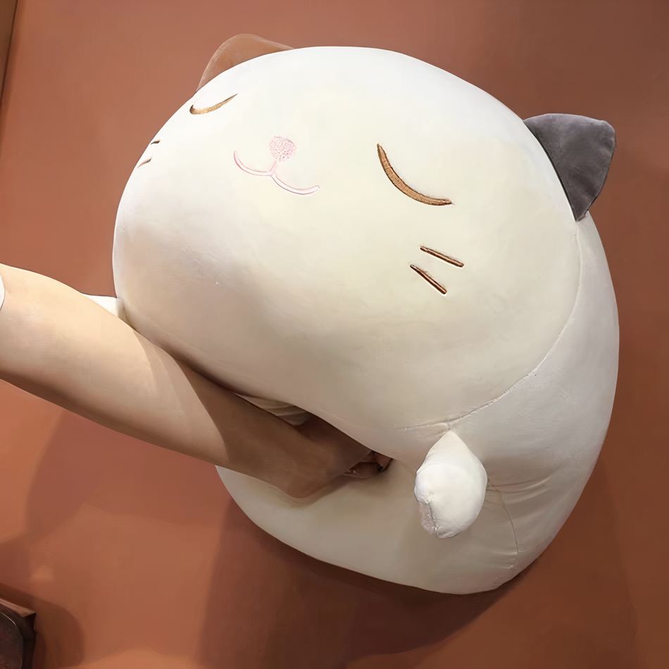 Peluche chat oreiller doux enfant confort câlin nuit La compagnie de la peluche