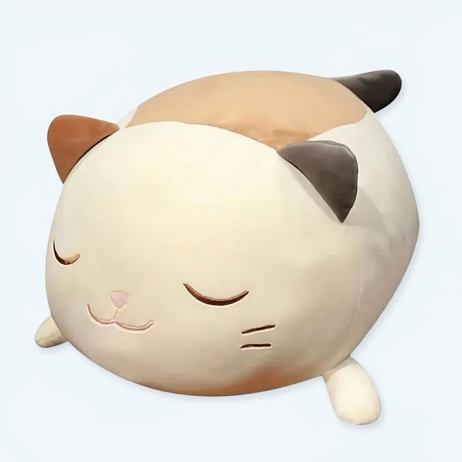 Peluche chat oreiller doux enfant confort câlin nuit La compagnie de la peluche