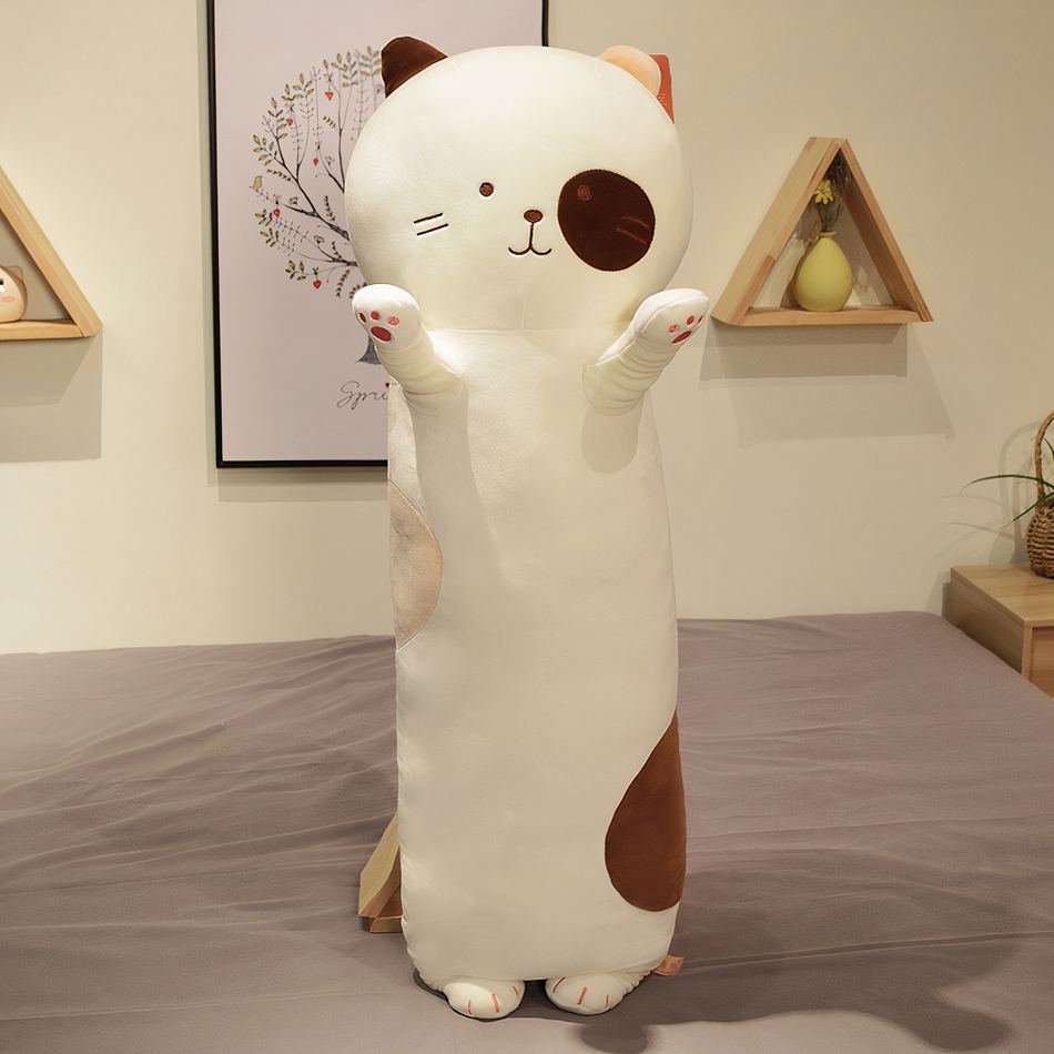 Peluche chat oreiller doux mignon enfant câlin maison 100cm / blanc La compagnie de la peluche