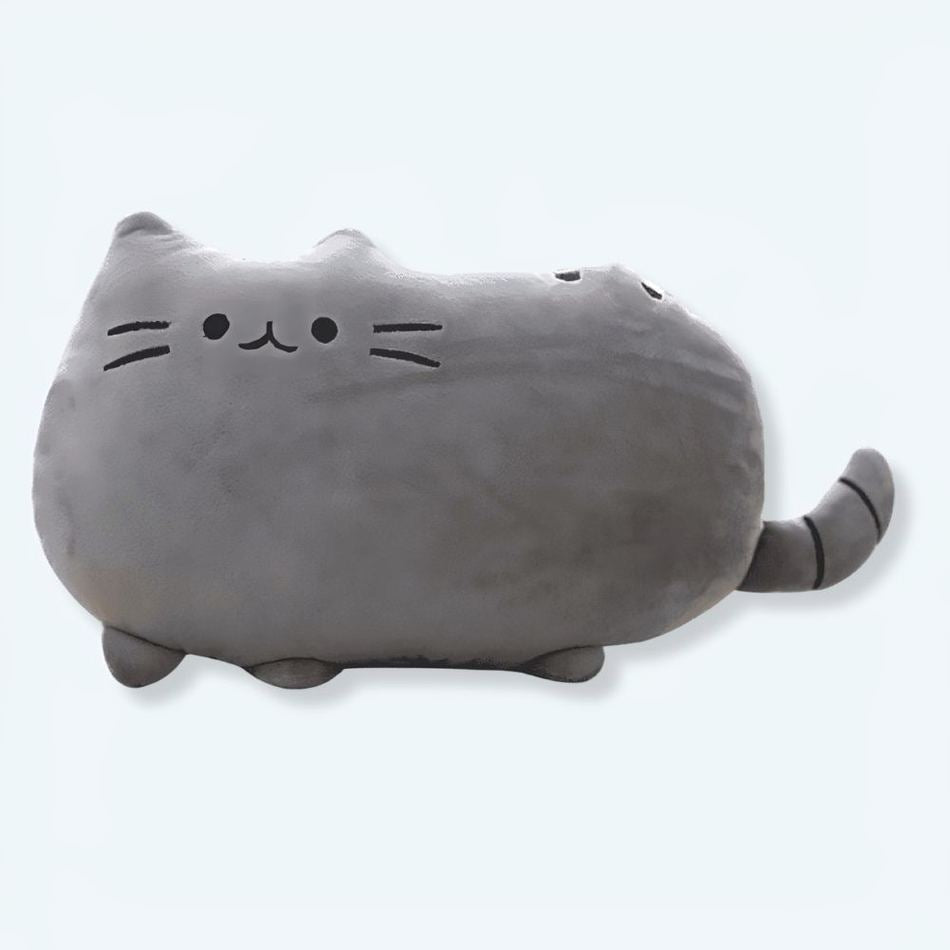 Peluche chat oreiller gris doux câlin décoration intérieure La compagnie de la peluche