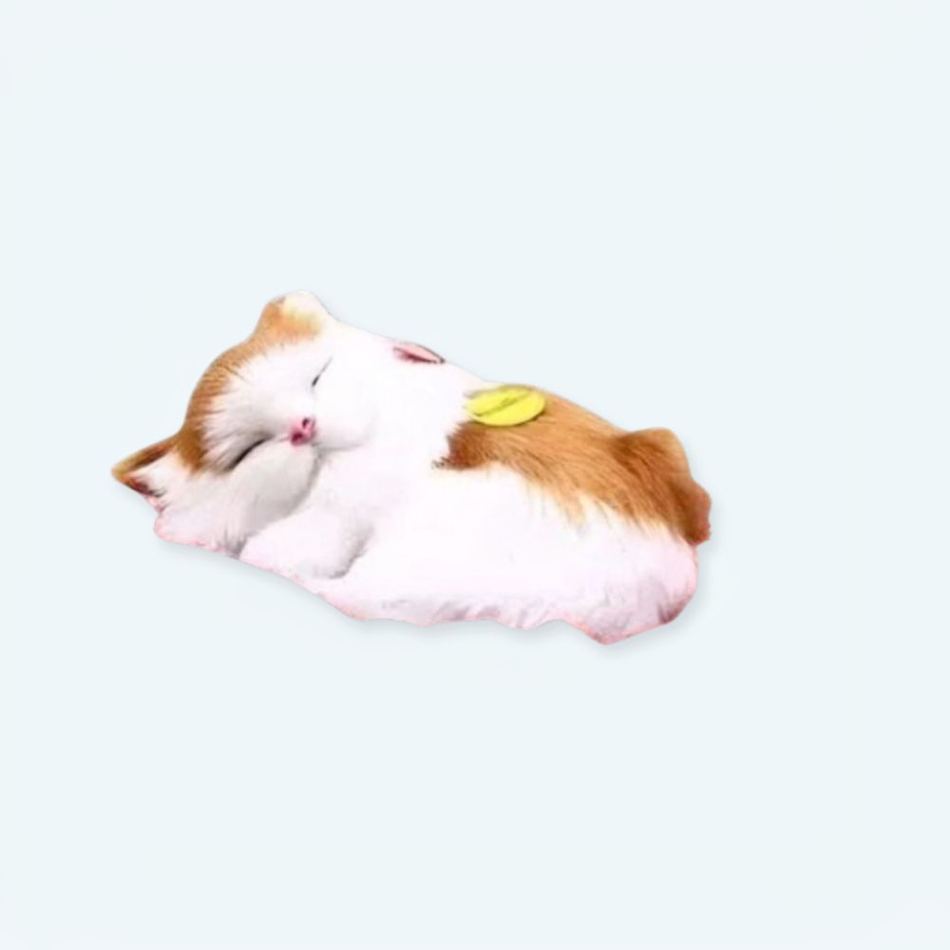 Peluche chat roux blanc doux endormi enfant câlin La compagnie de la peluche