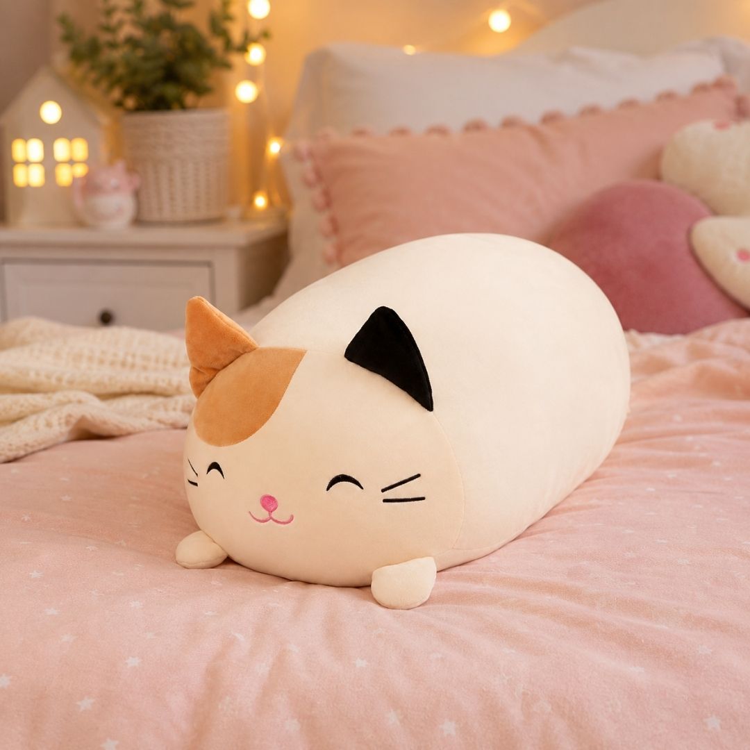 Peluche chat squishmallow bicolore content 20cm