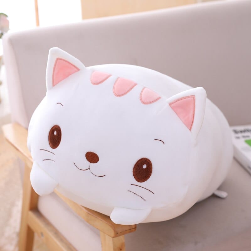 Peluche chat squishmallow blanc à moustache 20cm