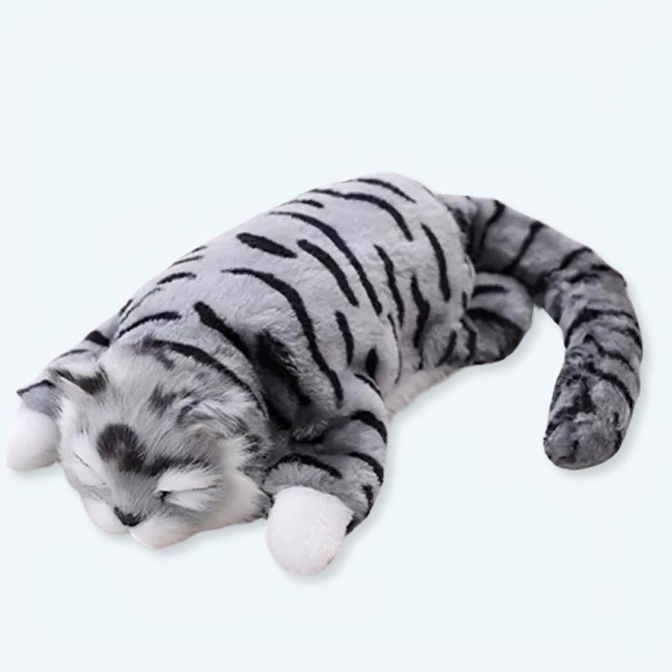 Peluche chat tigré gris doux pour câlins enfant La compagnie de la peluche