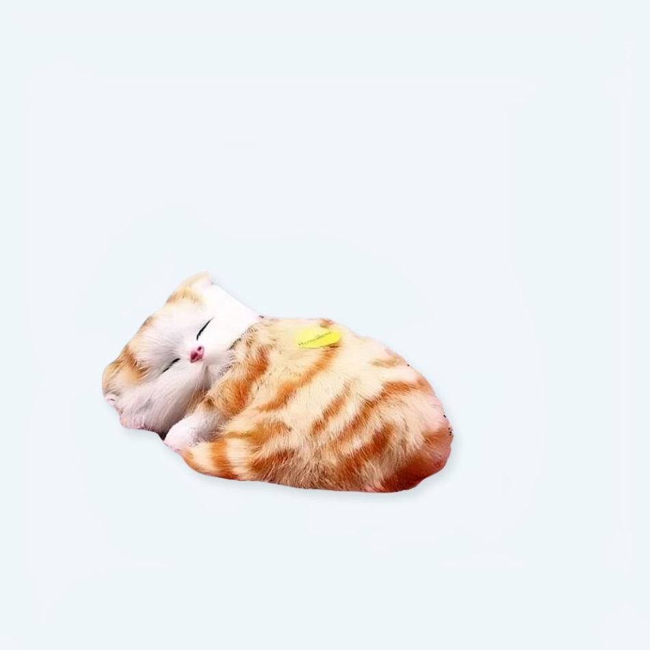 Peluche chat tigré roux doux câlin endormi La compagnie de la peluche
