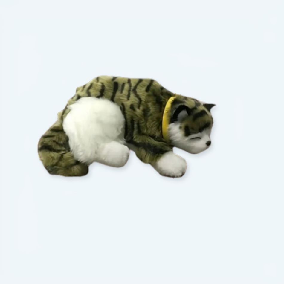 Peluche chat tigré vert doux sommeil réconfortant La compagnie de la peluche