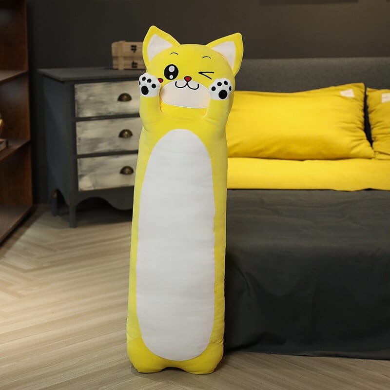 Peluche chat xxl jaune 70cm