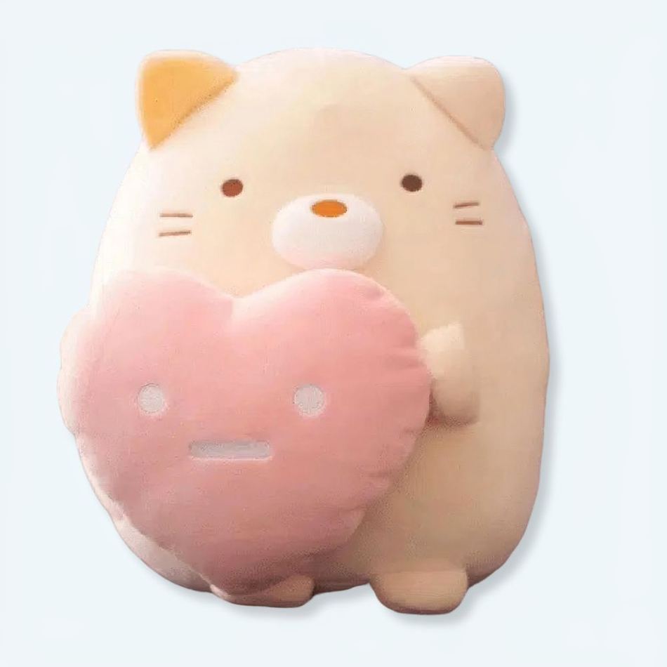 Peluche chaton coeur doux câlin pour enfant fille 21cm La compagnie de la peluche