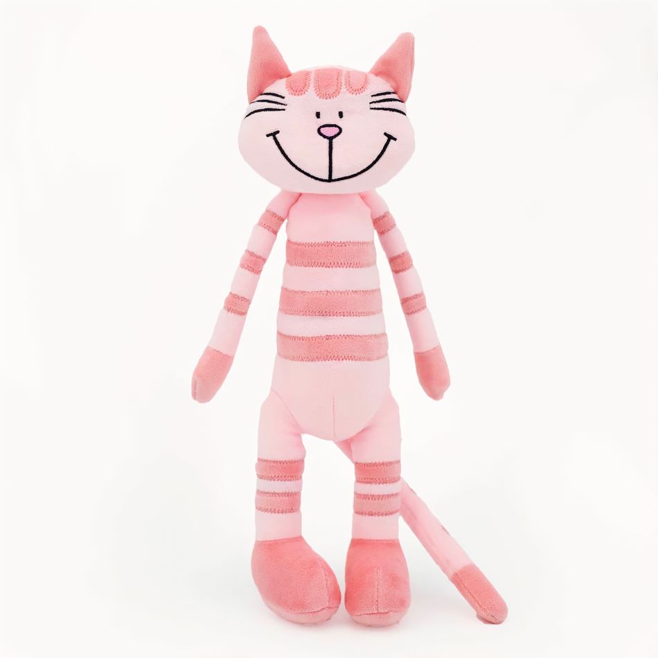 Peluche chaton rose tigré douce câline enfant jouet 35cm La compagnie de la peluche