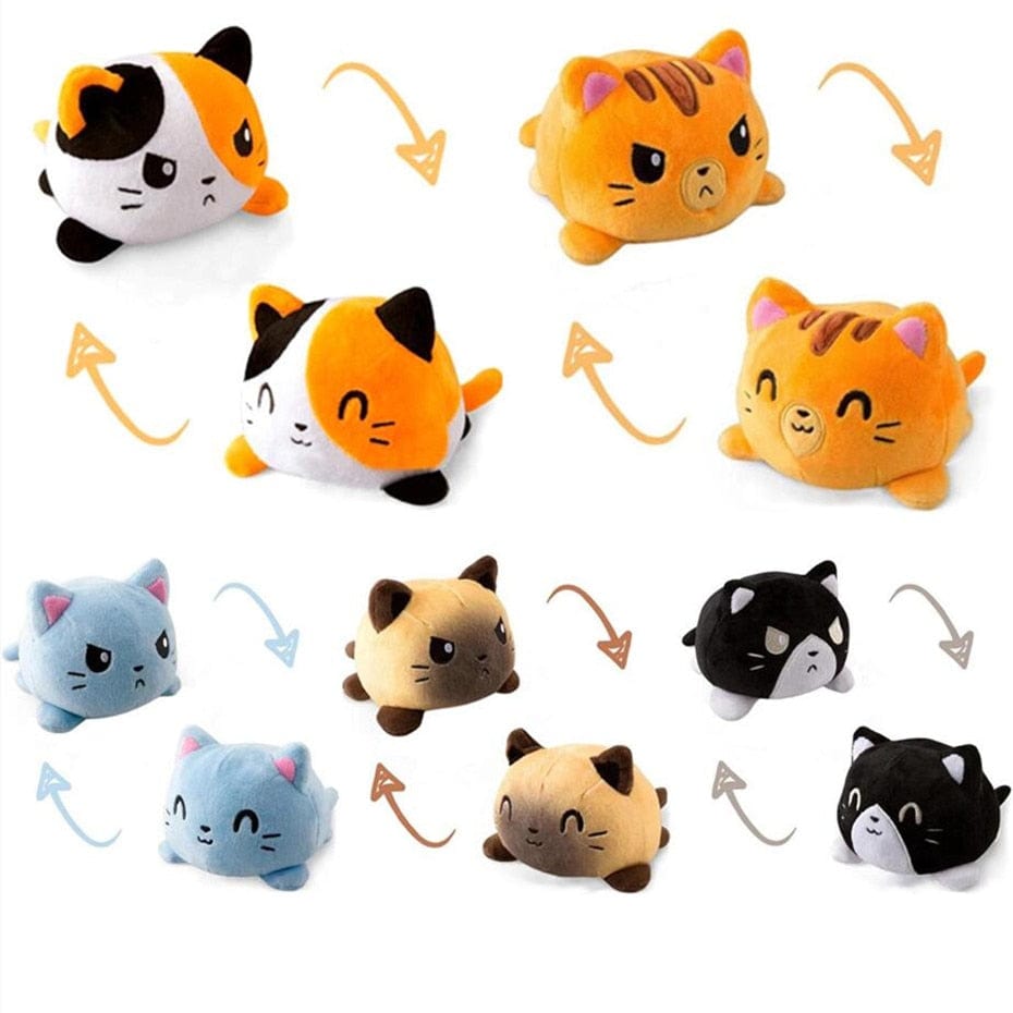 Peluche chats réversible coloré