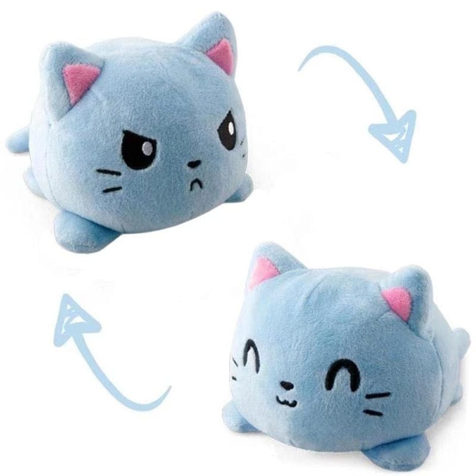 Peluche chats réversible coloré Bleu