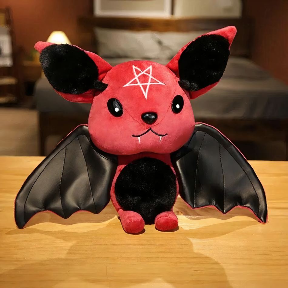 Peluche chauve-souris noire Halloween douce et festive rouge / 30cm La compagnie de la peluche