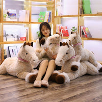 Peluche cheval beige doux enfant confort couchage La compagnie de la peluche