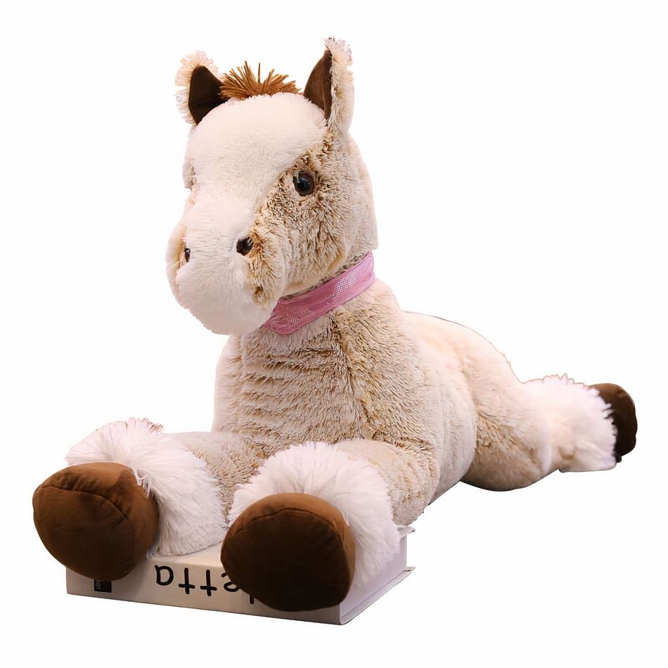 Peluche cheval beige doux enfant confort couchage La compagnie de la peluche