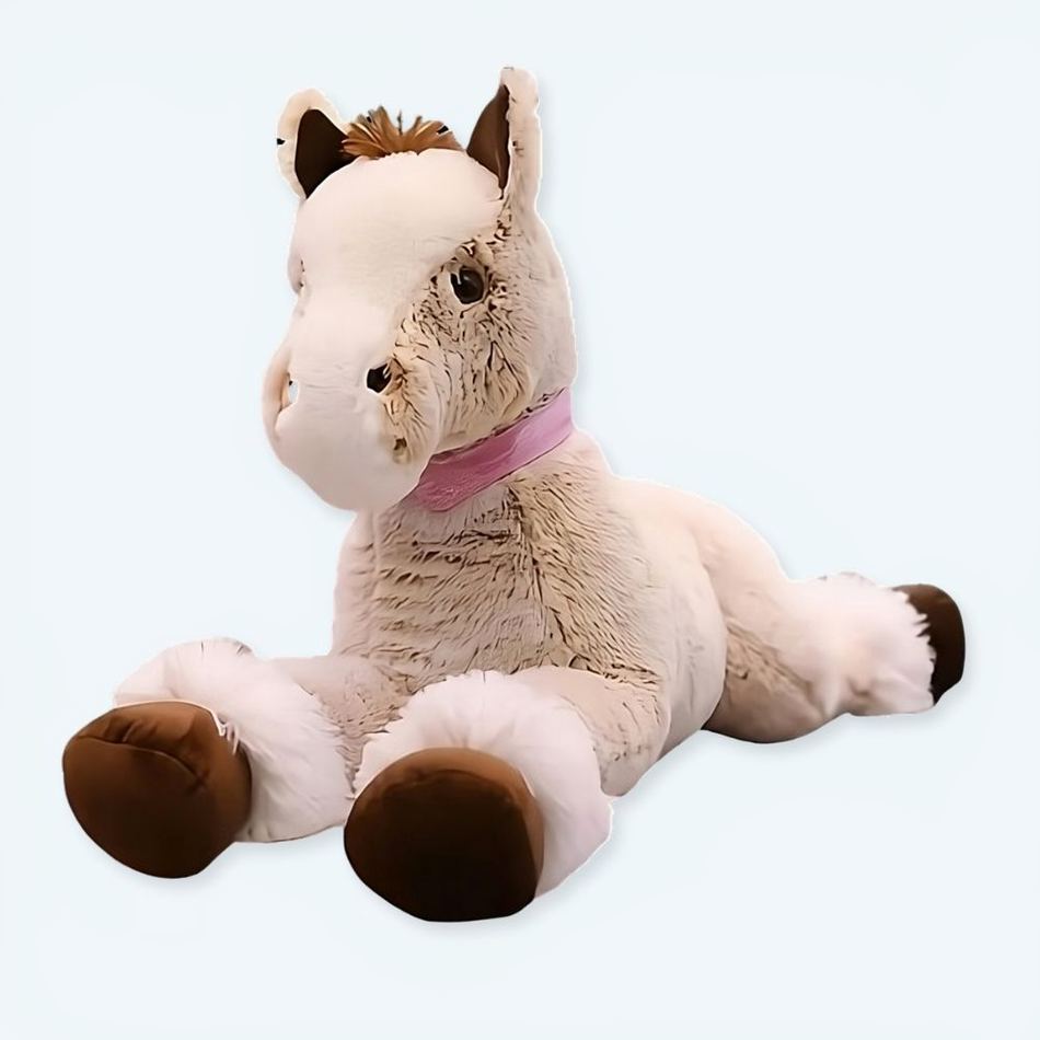 Peluche cheval beige doux enfant confort couchage La compagnie de la peluche