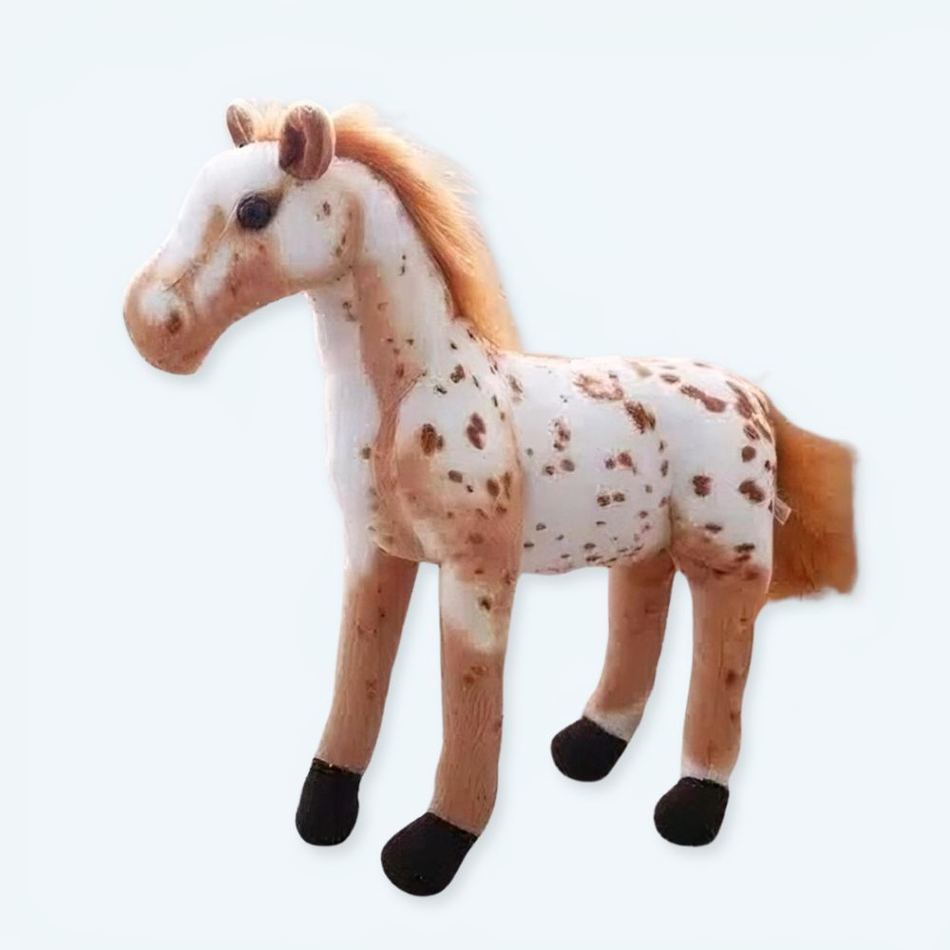 Peluche cheval blanc marron doux compagnon enfant 30cm La compagnie de la peluche