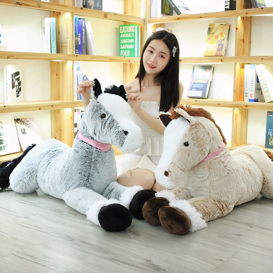 Peluche cheval bleu gris douillet enfant chambre rêve La compagnie de la peluche