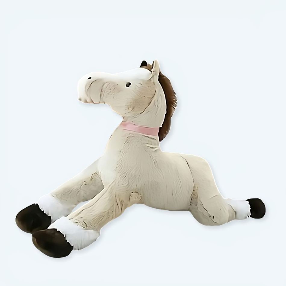 Peluche cheval marron blanc doux câlin enfant animaux La compagnie de la peluche