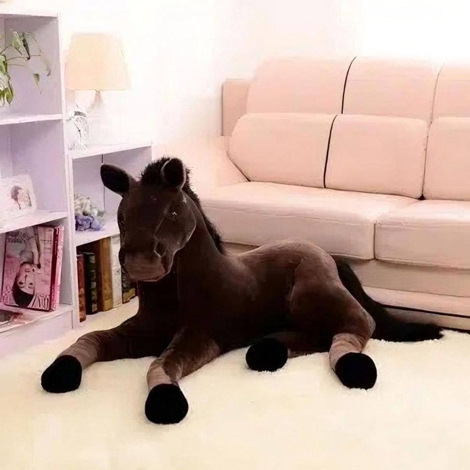 Peluche cheval marron doux enfant câlin réaliste La compagnie de la peluche