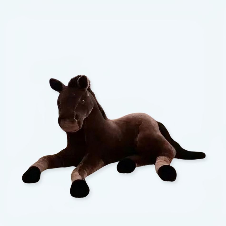 Peluche cheval marron doux enfant câlin réaliste La compagnie de la peluche