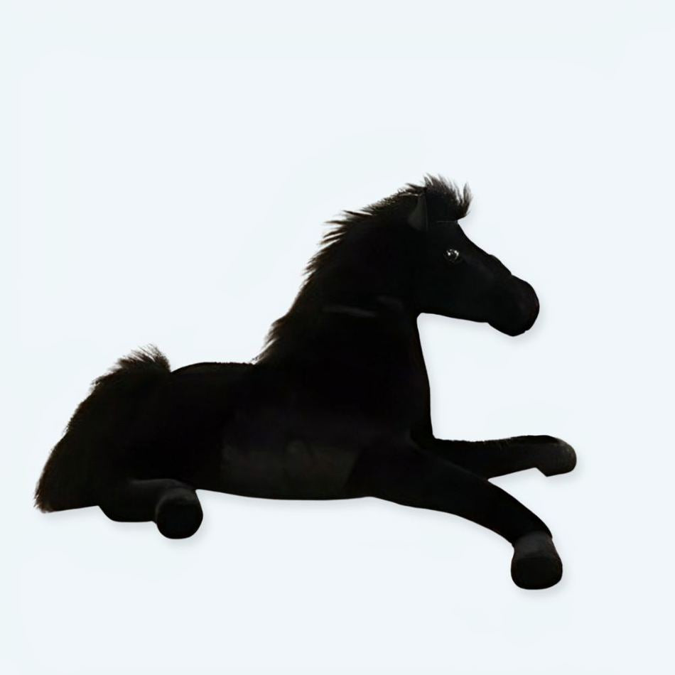 Peluche cheval noir doux enfant câlin velours élégant La compagnie de la peluche