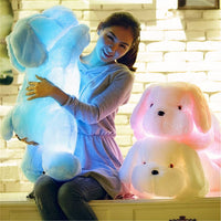 Peluche chien blanche lumineuse douce nuit apaisante La compagnie de la peluche