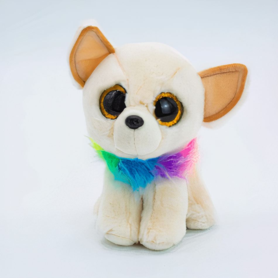 Peluche chien câlin doux collier arc-en-ciel enfant La compagnie de la peluche