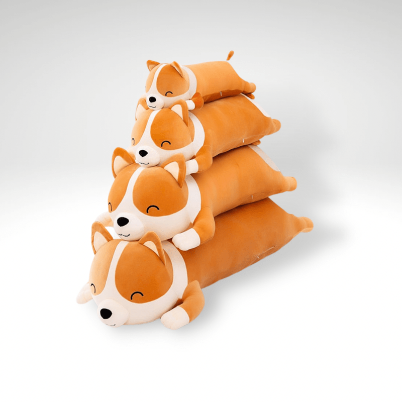 Peluche chien corgi orange