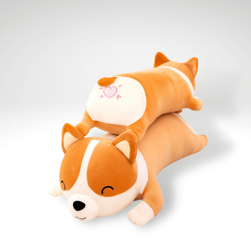Peluche chien corgi orange