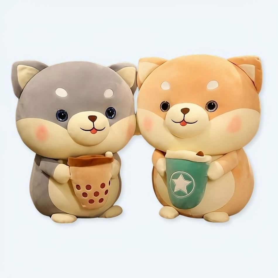 Peluche chien gourmand doux Bubble Tea enfant La compagnie de la peluche