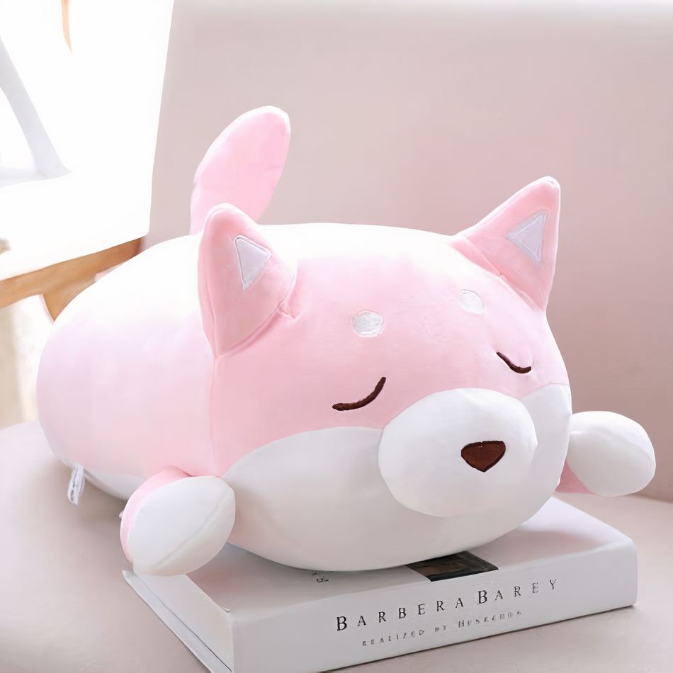 Peluche chien kawaii rose doux sommeil enfant câlin 55cm La compagnie de la peluche
