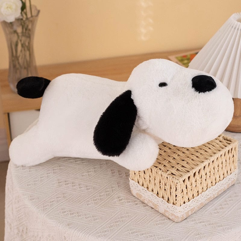 Peluche chien sage blanc et noir