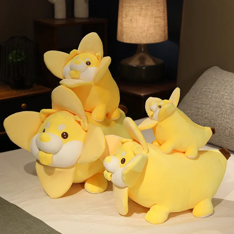 Peluche chien shiba inu dans une banane
