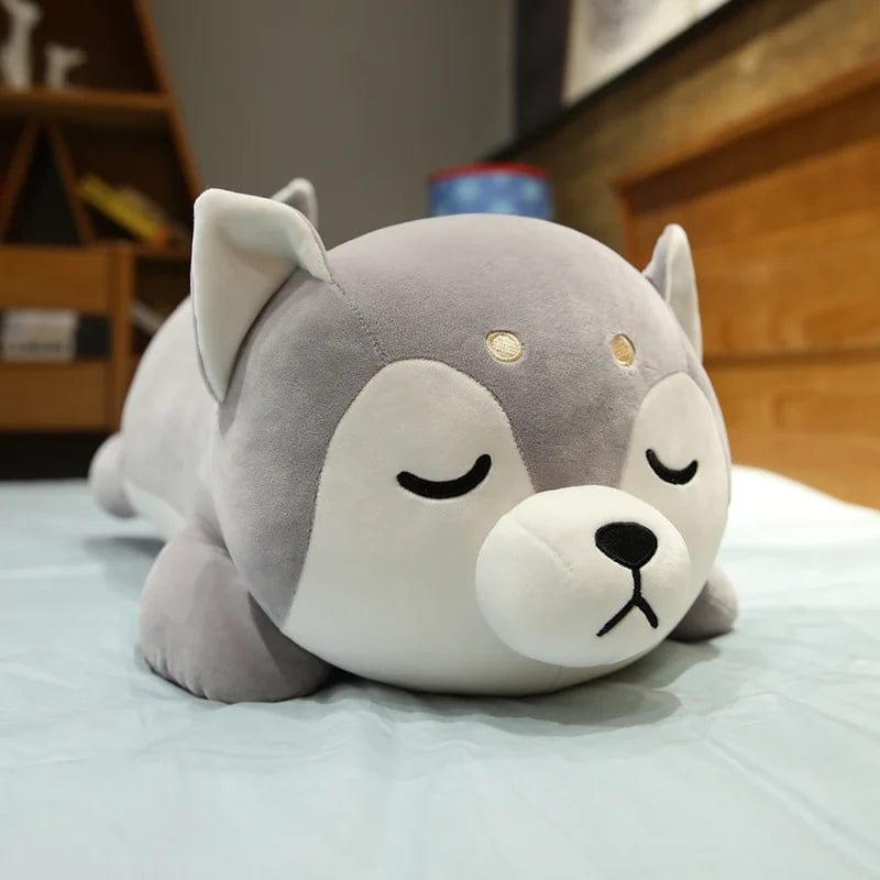 Peluche chien shiba inu gris