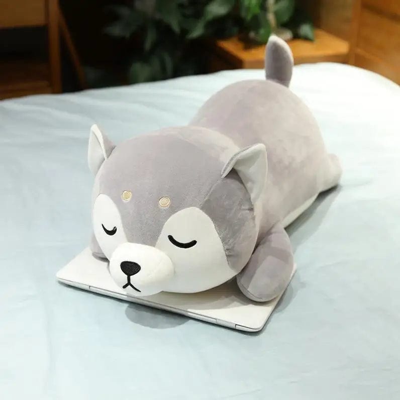 Peluche chien shiba inu gris 75cm