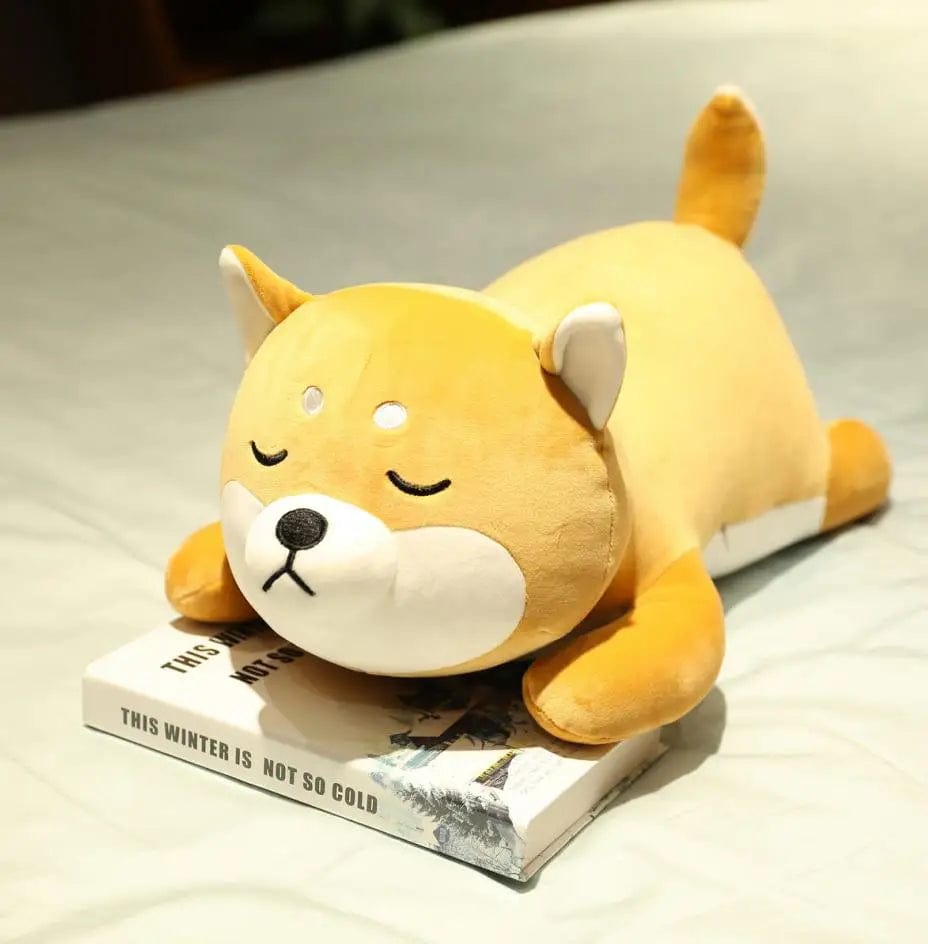 Peluche chien shiba inu orangé Yeux fermés / 75cm