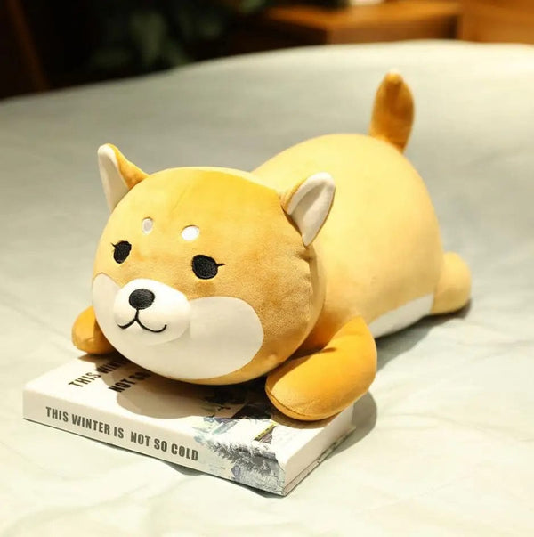 Peluche chien shiba inu orangé Yeux ouverts / 75cm