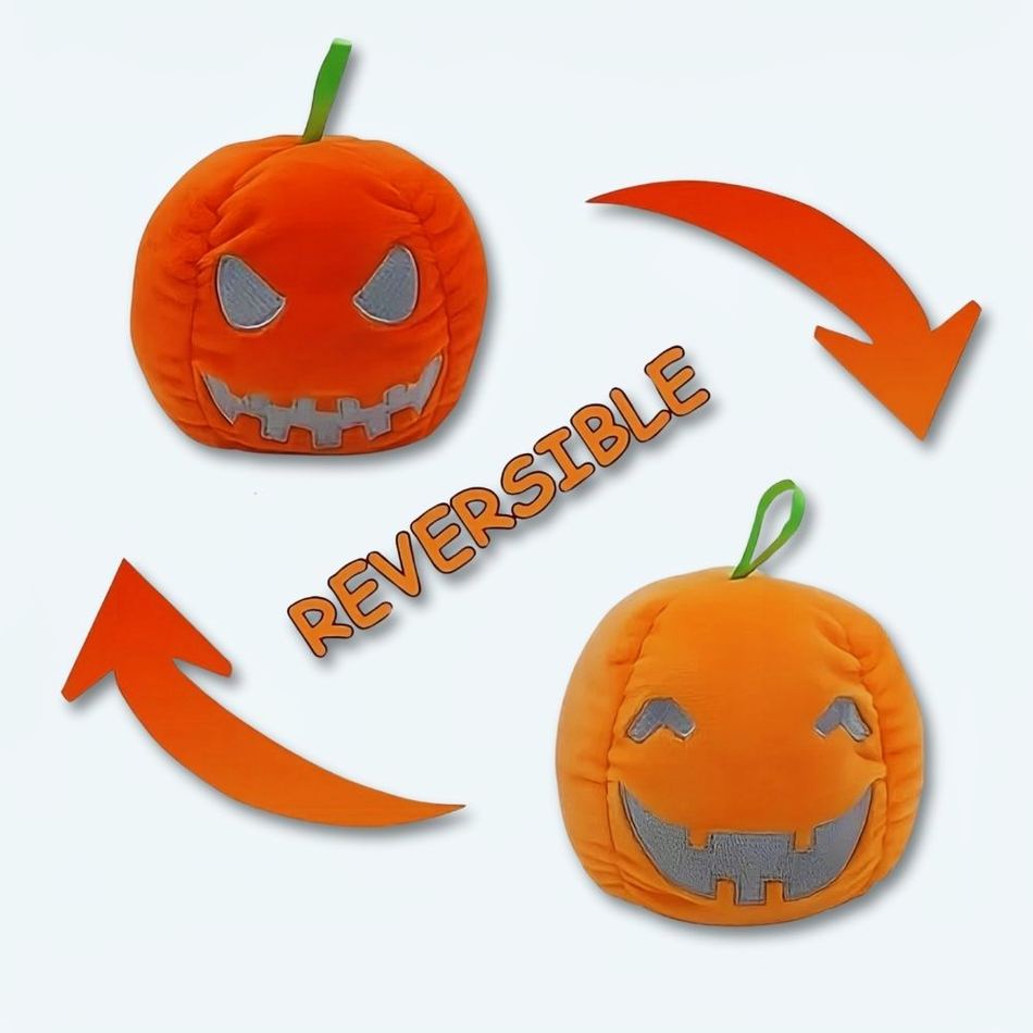 Peluche citrouille réversible lumineuse Halloween déco La compagnie de la peluche
