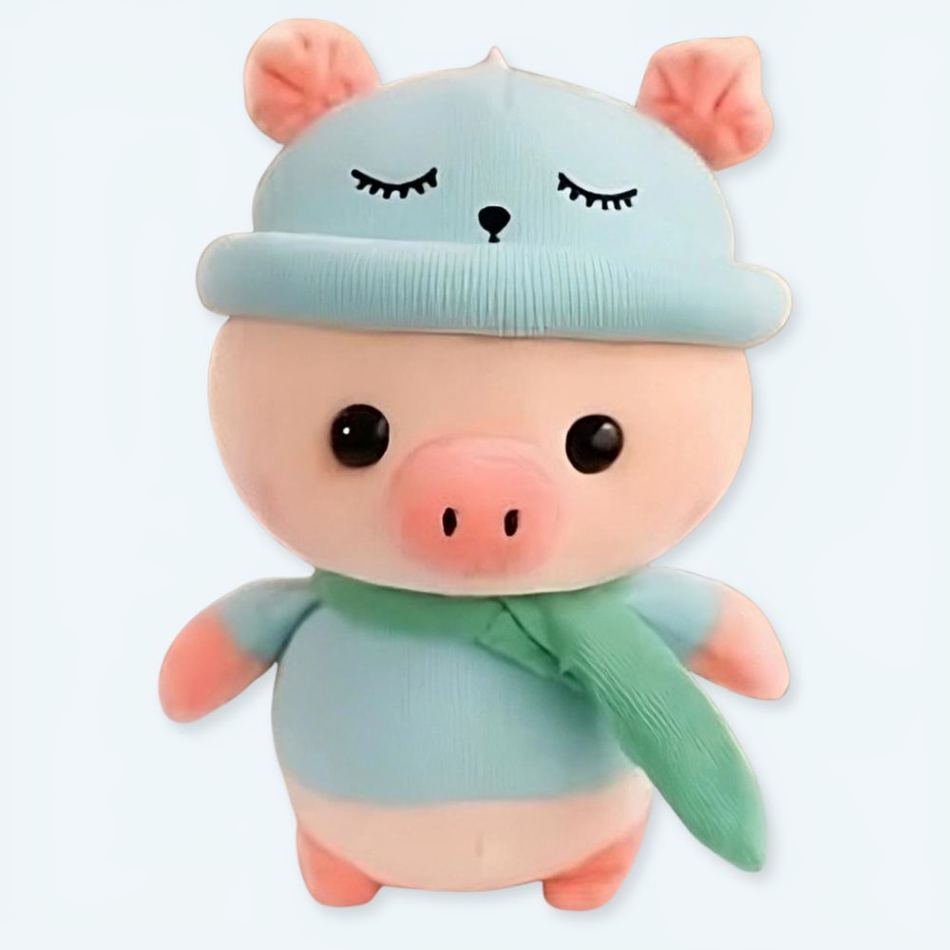 Peluche cochon bleu câlin enfant doux et amusant 25cm La compagnie de la peluche
