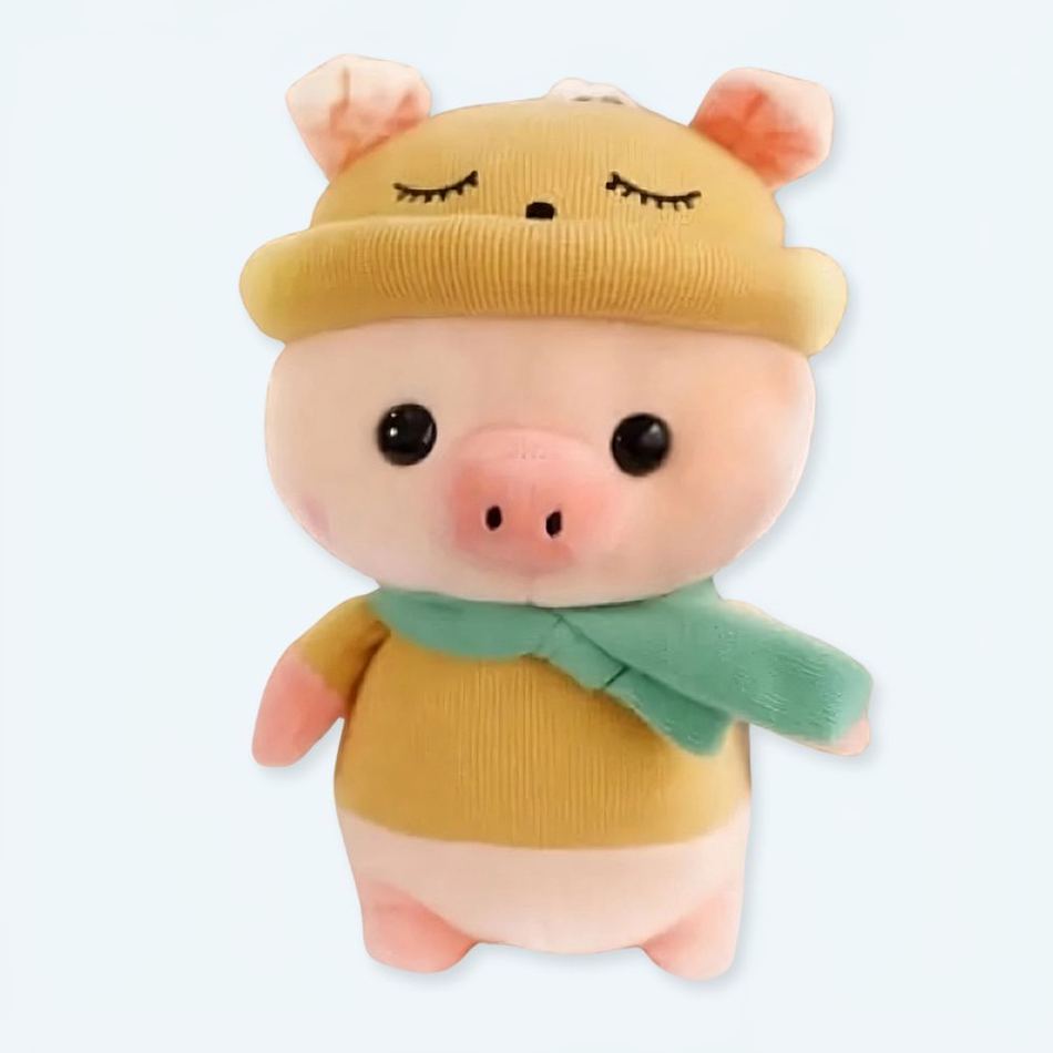 Peluche cochon jaune adorable compagnon câlin doux 25cm La compagnie de la peluche